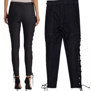 Cinq à Sept Kiran Lace-Up Ankle Stretch Denim Pants Size 2 28” inseam
